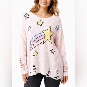 Shooting Star Knit Sweater – Pale Pink lightweight long sleeves knitted.Size M/L